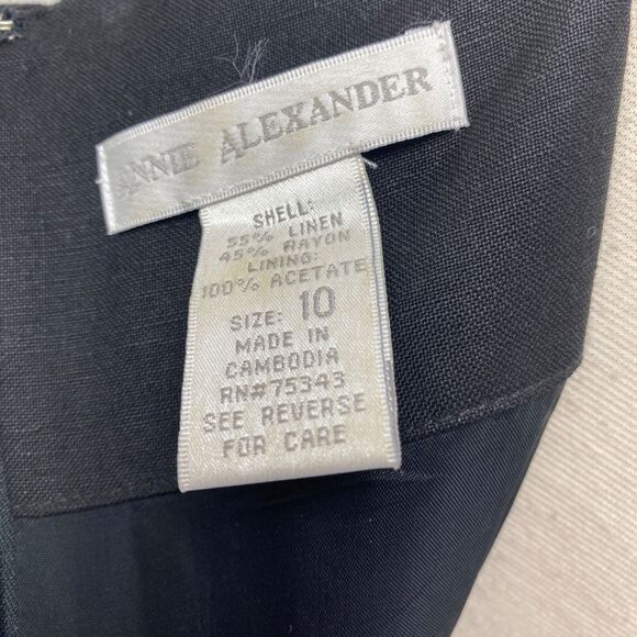 Vtg Annie Alexander Black Linen Blend Embroidered Top 10 Palm Trees Resort Beach - Picture 8 of 8